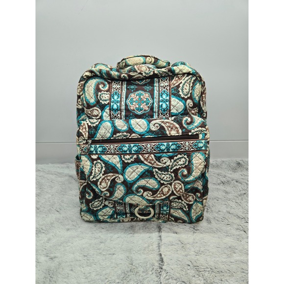 Marie by Giftcraft‎ Quilted Paisley Backpack Teal Brown main image 8